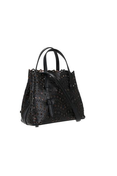 ALAÏA Alaia Noir Mina 20 Laser-cut Leather Tote Bag In Black Product Image