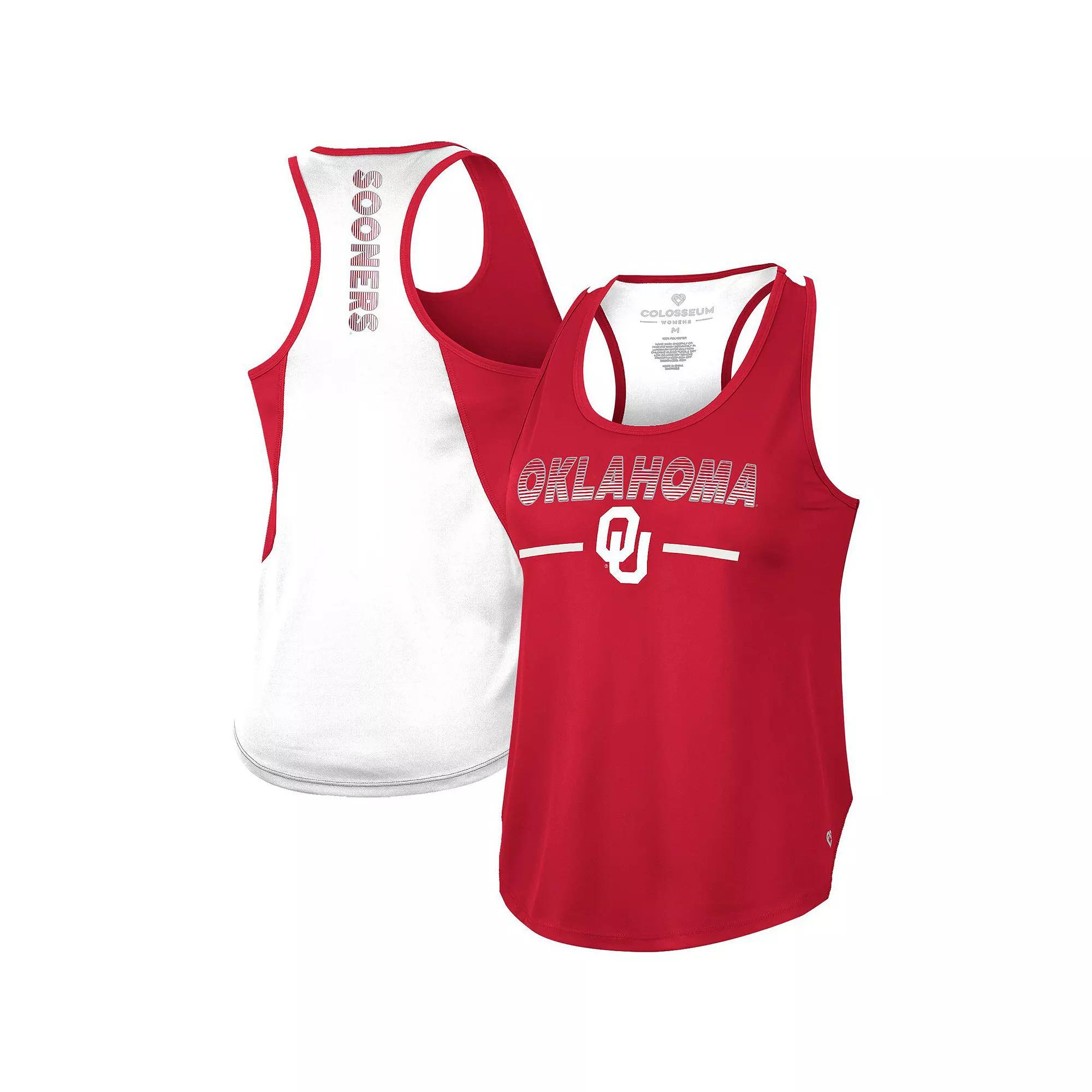 Women's Colosseum Crimson Oklahoma Sooners Sachs 2-Hit Scoop Neck Racerback Tank Top,  Product Image