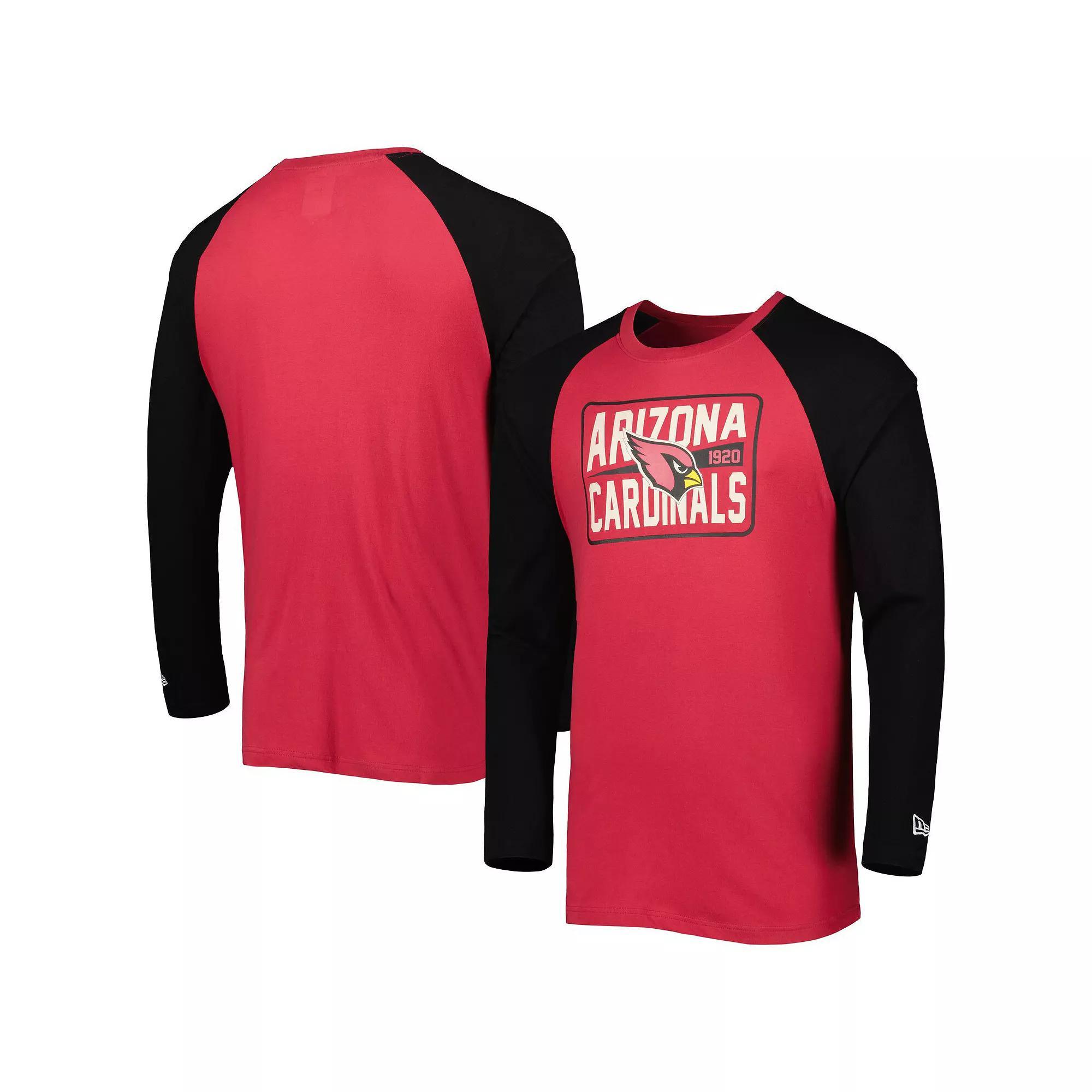 Men's New Era Cardinal Arizona Cardinals Current Raglan Long Sleeve T-Shirt, Size: Large, Red Product Image