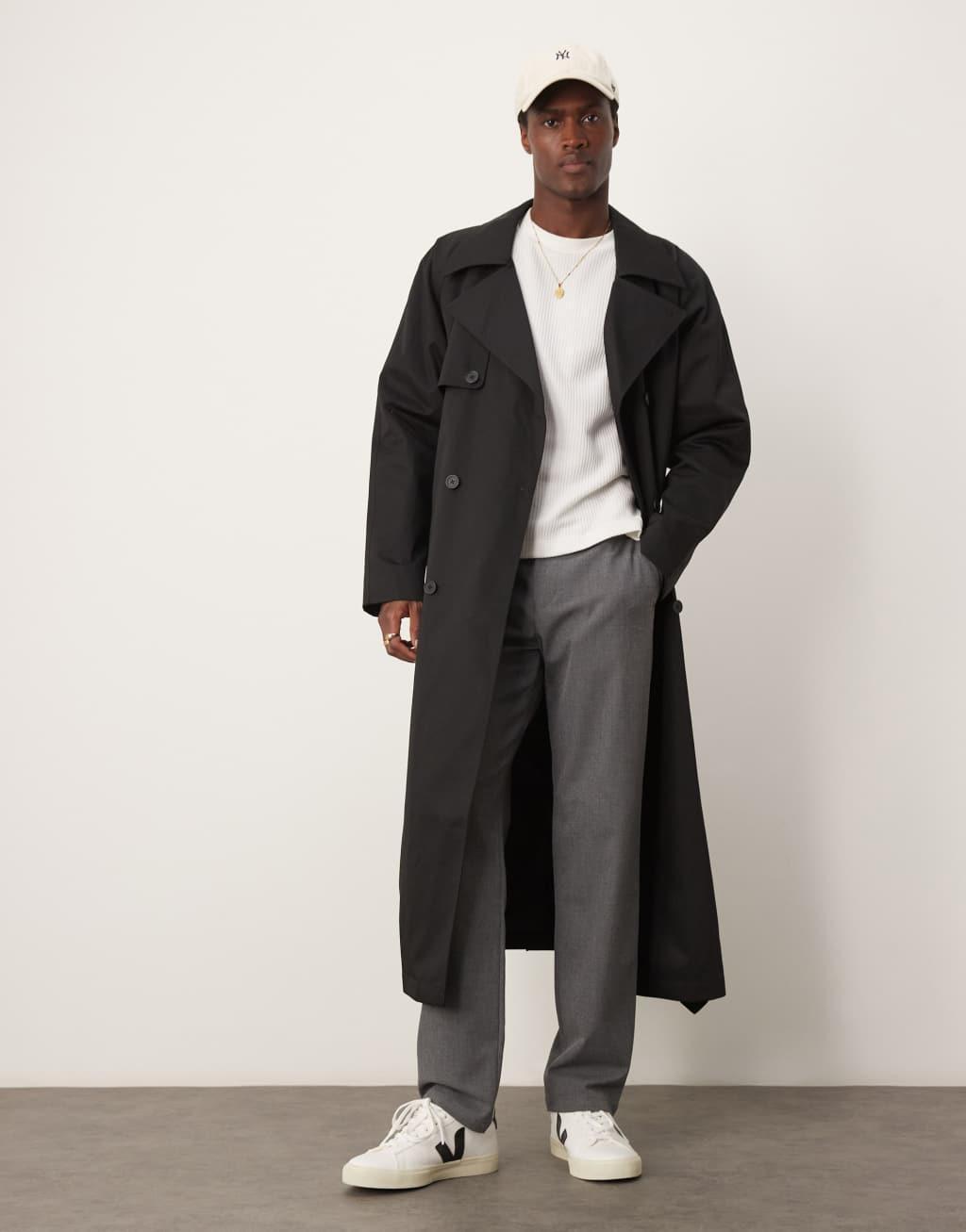 ASOS DESIGN oversized trench coat in black Product Image