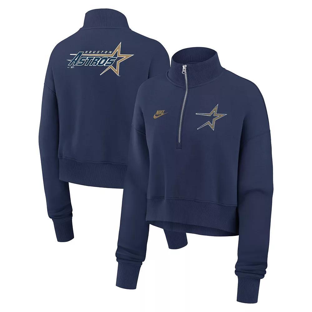 Women's Nike Navy Houston Astros Cooperstown Collection Phoenix Fleece Half-Zip Sweatshirt,  Product Image