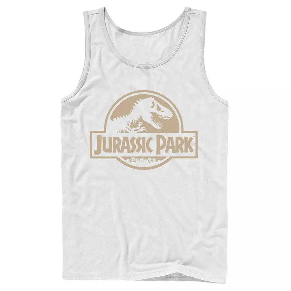 Men's Jurassic Park Beige Flat Movie Logo Tank Top, Size: XL, Black Product Image