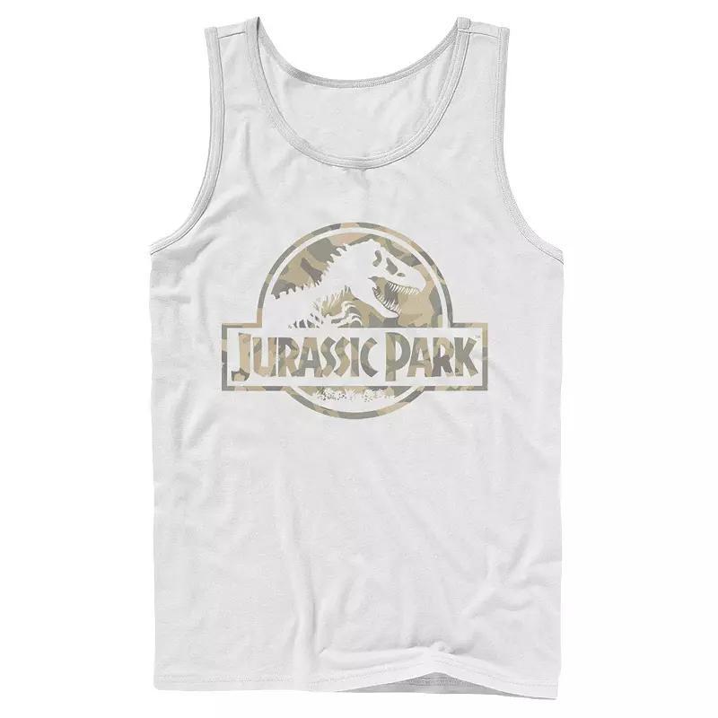 Men's Jurassic Park Beige Flat Movie Logo Tank Top, Size: XL, Black Product Image