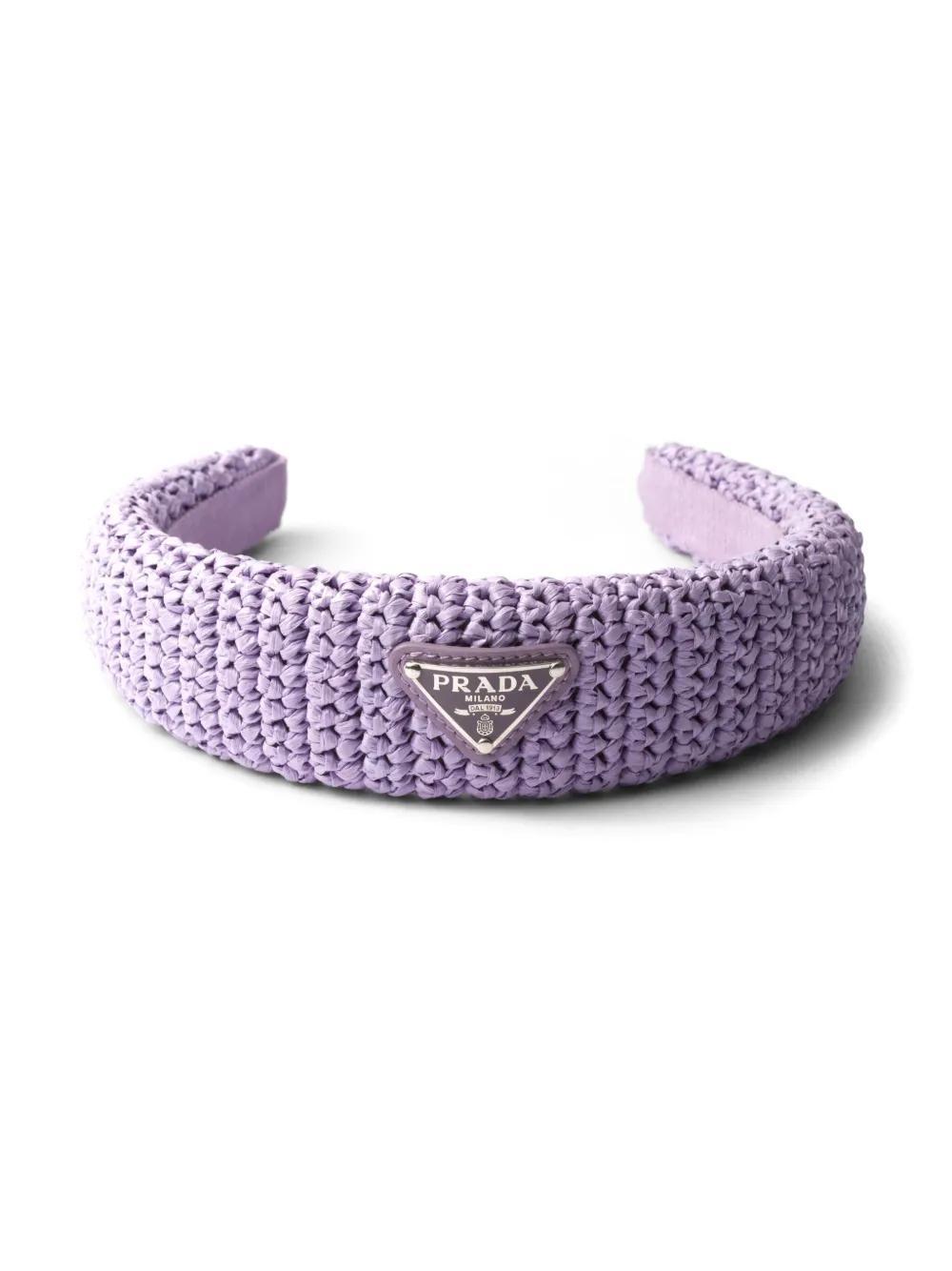 PRADA Triangle-logo Crochet Headband In Purple Product Image