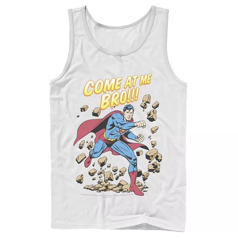 Men's DC Comics Superman Come At Me Bro Text Poster Tank Top,  Product Image