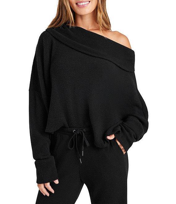 Splendid London Waffle Knit Off-The-Shoulder Long Sleeve Top Product Image