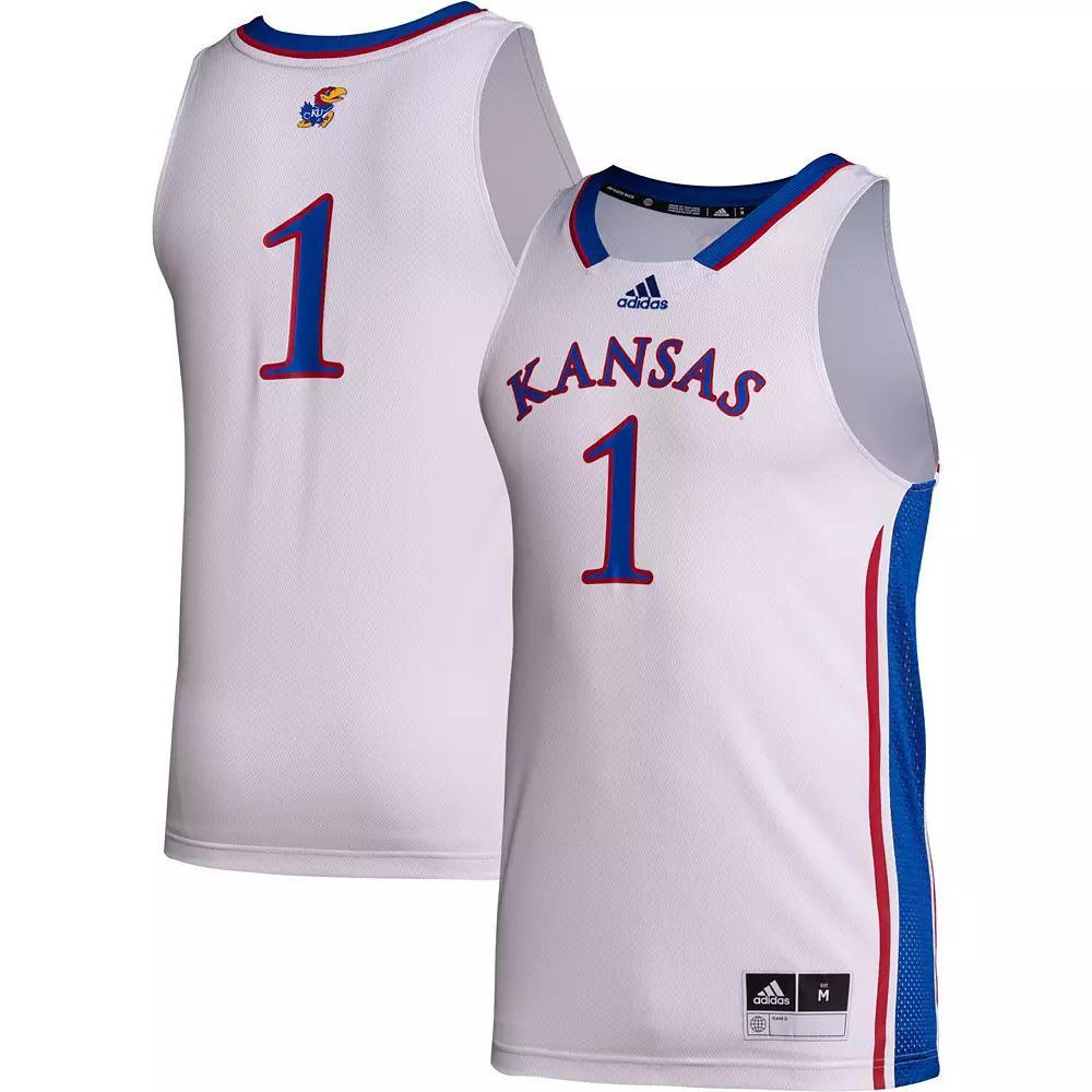 Men's adidas #1 White Kansas Jayhawks Team Swingman Jersey, Size: 2XL Product Image