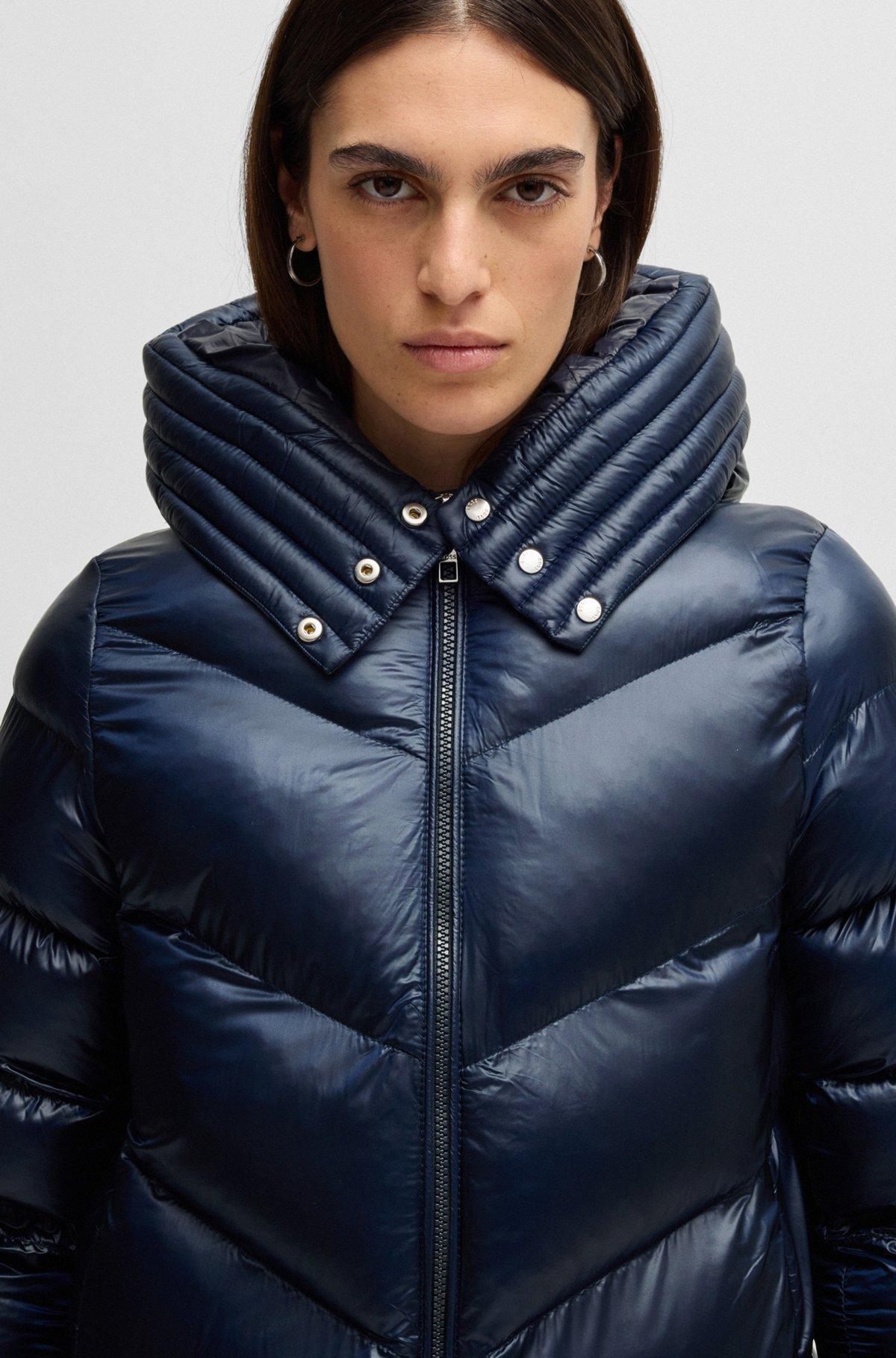 BOSS - Water-repellent padded parka jacket with polished trims - Dark Blue Product Image