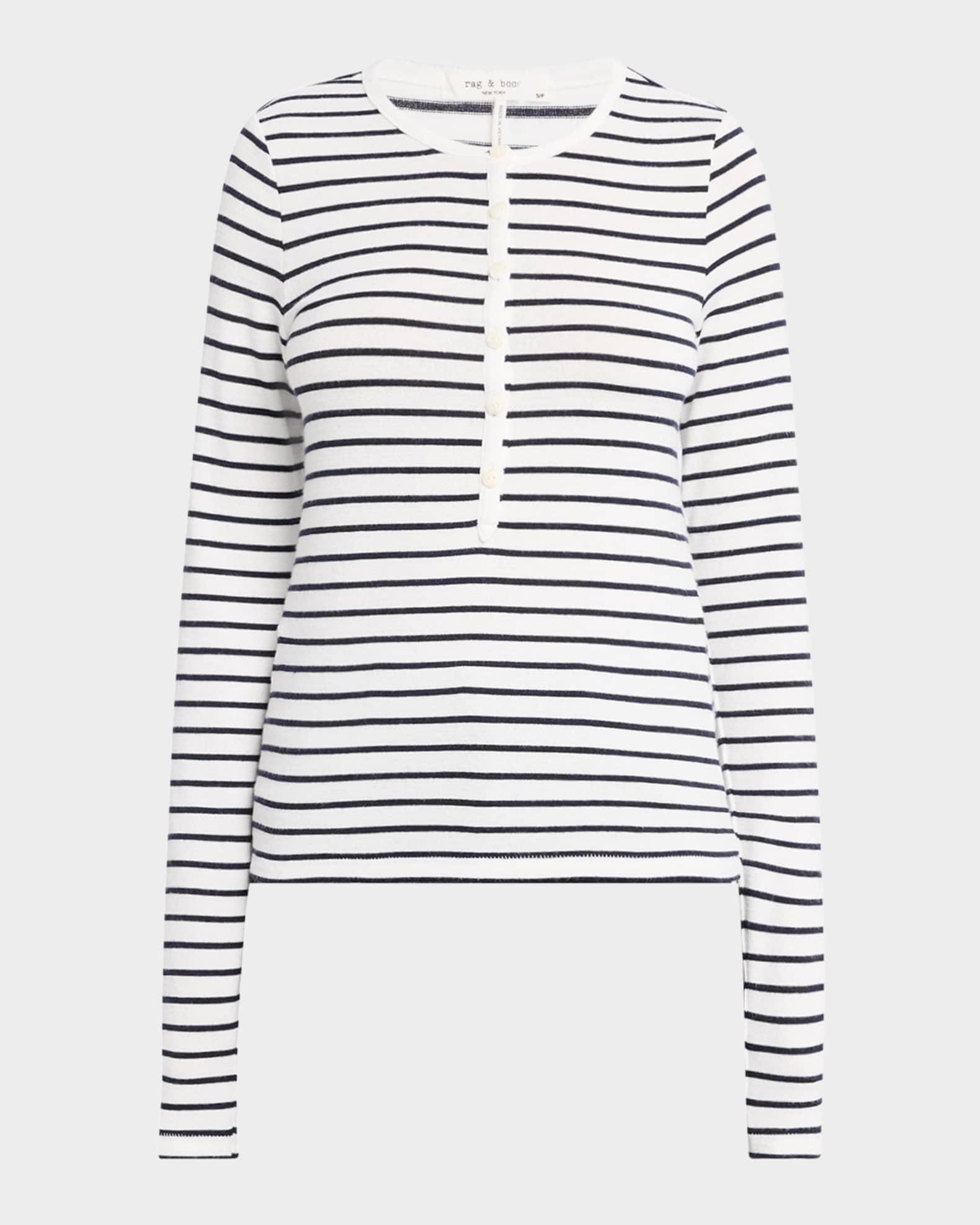 The Knit Stripe Henley Top Product Image