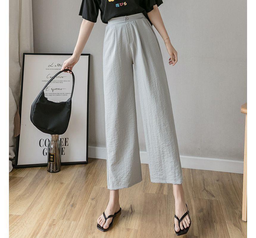High Waist Plain Wide Leg Pants Product Image