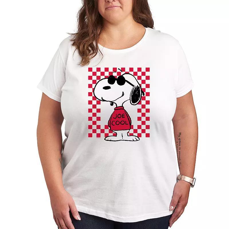 Plus Peanuts Snoopy Joe Cool Checker Graphic Tee, Womens Product Image