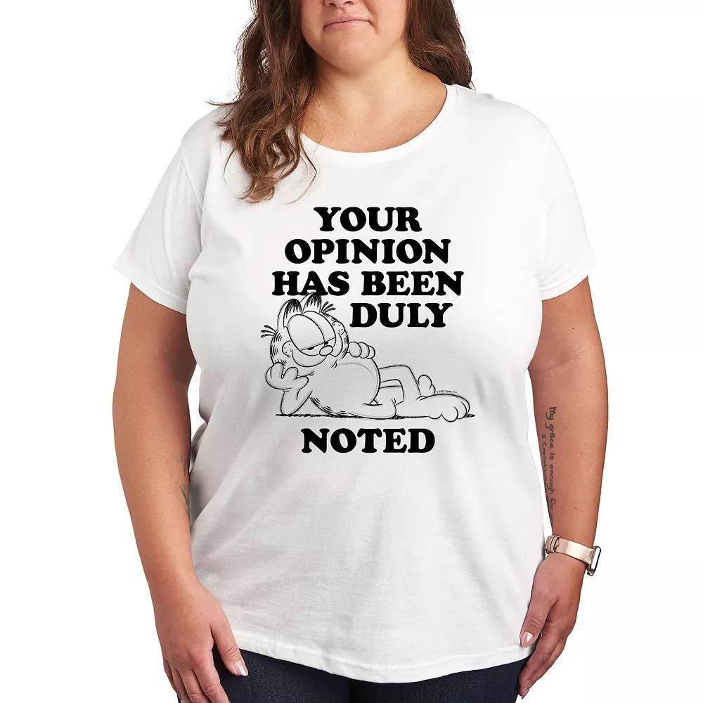 Plus Garfield Duly Noted Graphic Tee, Women's, Size: 1XL, White Product Image