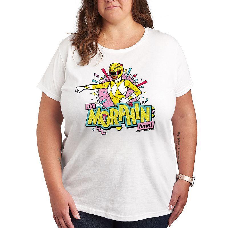 Plus Size Power Rangers Morphin Yellow Graphic Tee, Women's, Size: 2XL, Grey Gray Product Image