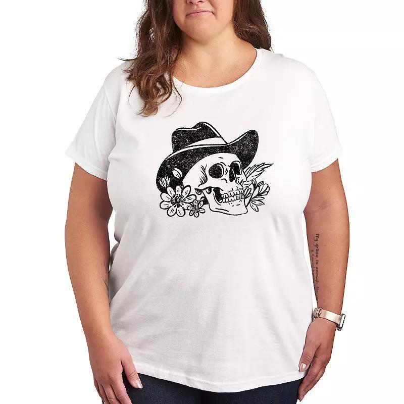 Plus Cowboy Skull Graphic Tee, Women's, Size: 1XL, Beige Product Image