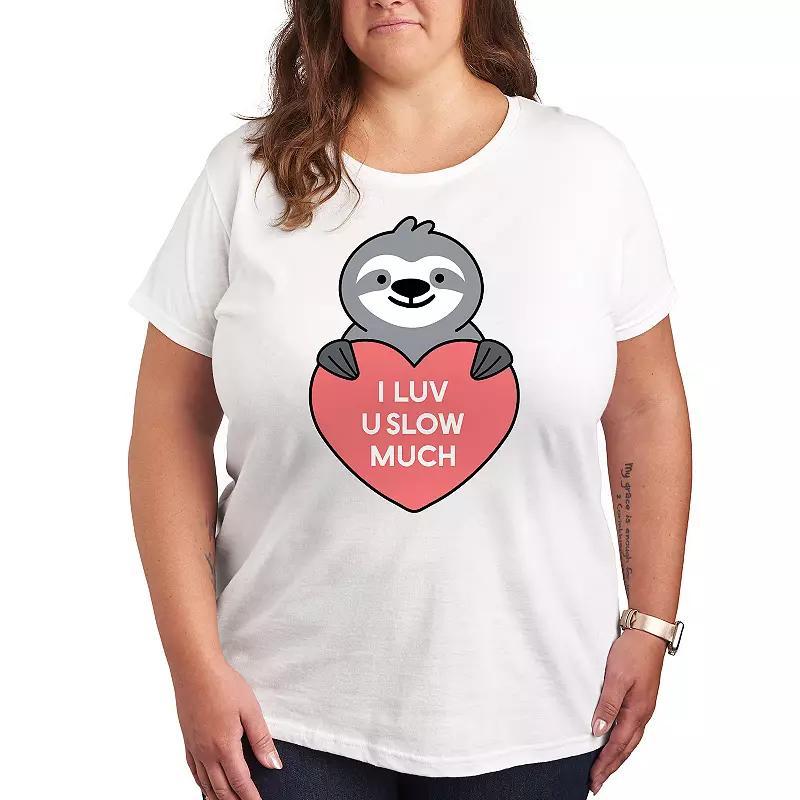 Plus Luv U Slow Much Sloth Graphic Tee, Womens Product Image