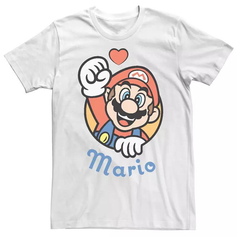 Men's Nintendo Super Mario Heart Smile Short Sleeve Tee, Size: Medium, White Product Image