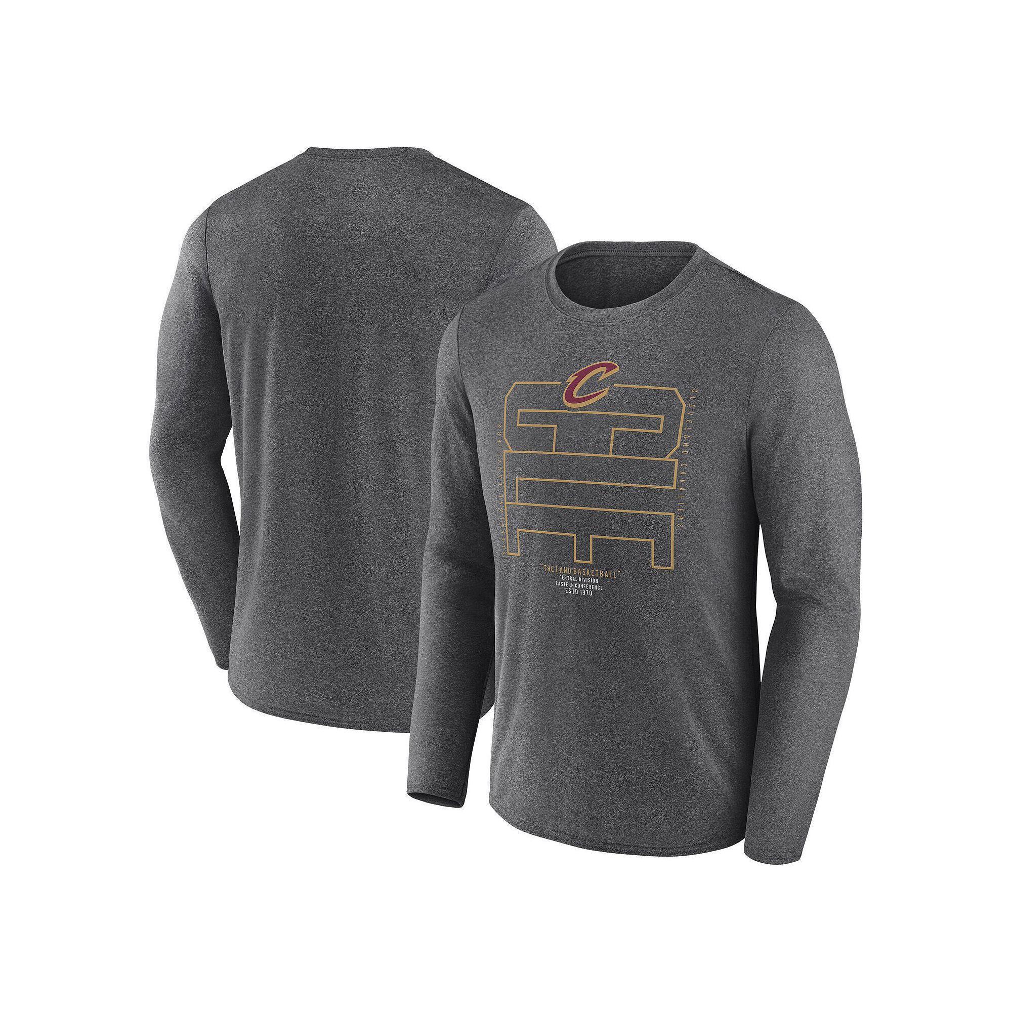 Men's Fanatics  Heather Charcoal Cleveland Cavaliers Game Point Long Sleeve T-Shirt, Size: Small Product Image