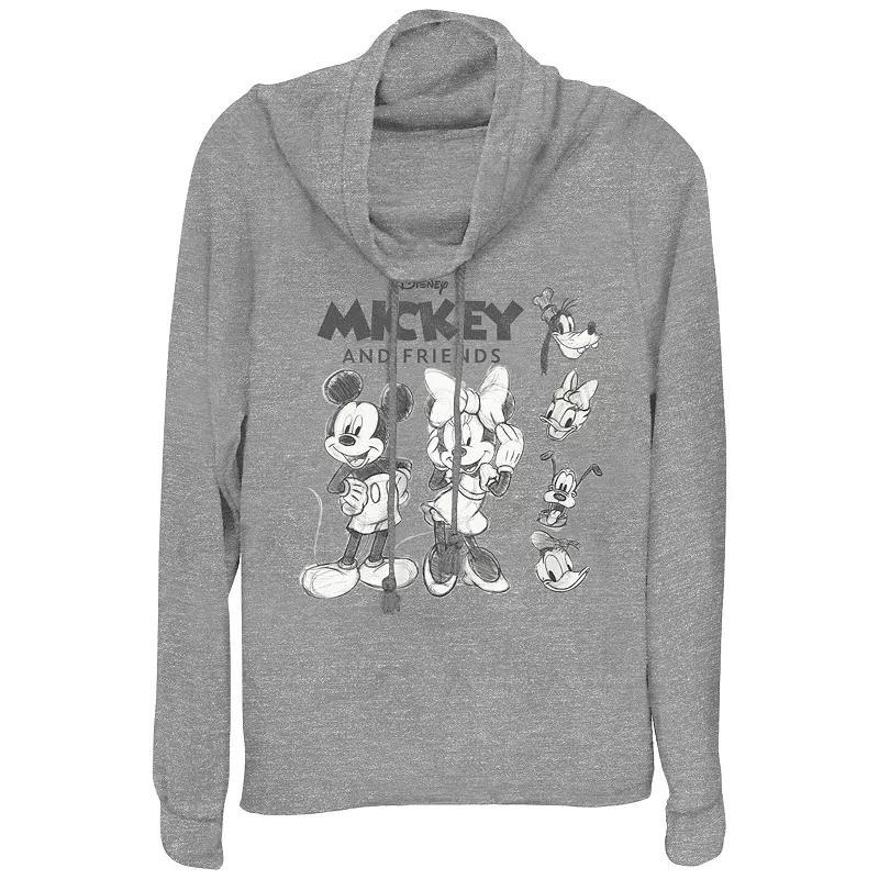 Disney's Mickey Mouse And Friends Sketches Women's Cowlneck Graphic Lightweight Long Sleeve,  Product Image