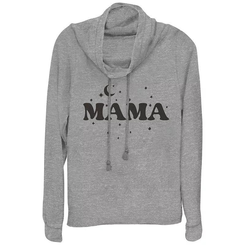 Women's Mama Cowlneck Graphic Lightweight Long Sleeve, Size: Small, Gray Grey Product Image