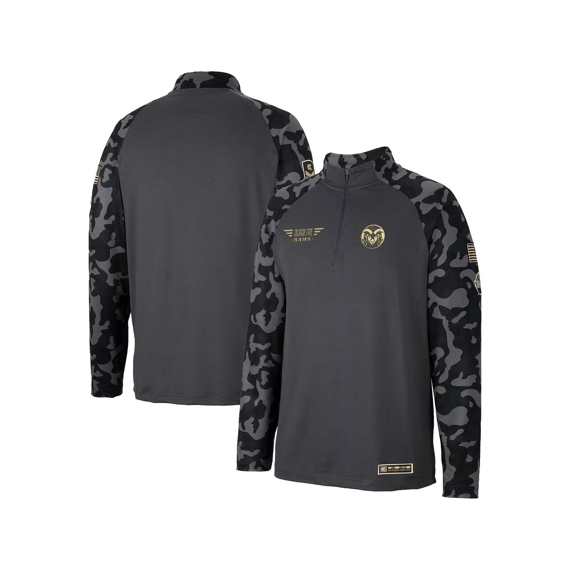 Men's Colosseum Charcoal Alabama Crimson Tide OHT Military Appreciation Long Range Raglan Quarter-Zip Jacket,  Product Image