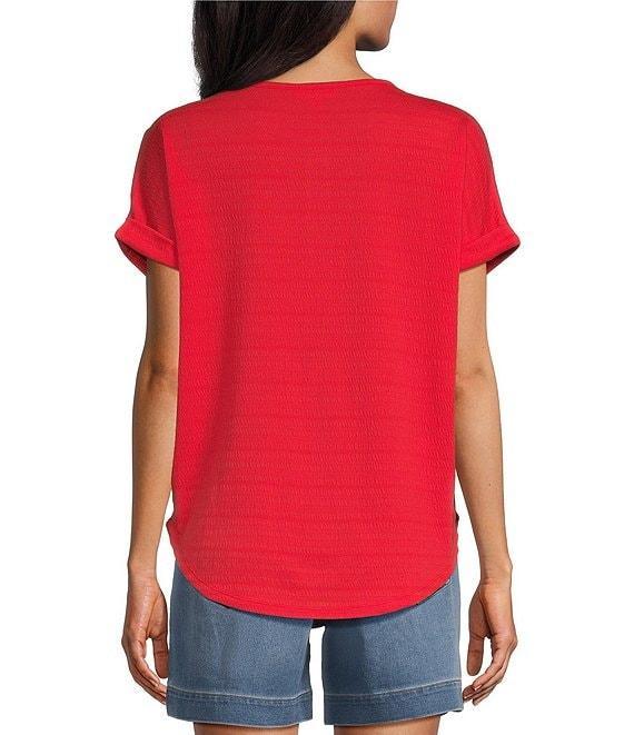 Westbound Short Sleeve Henley Neckline Knit Top Product Image