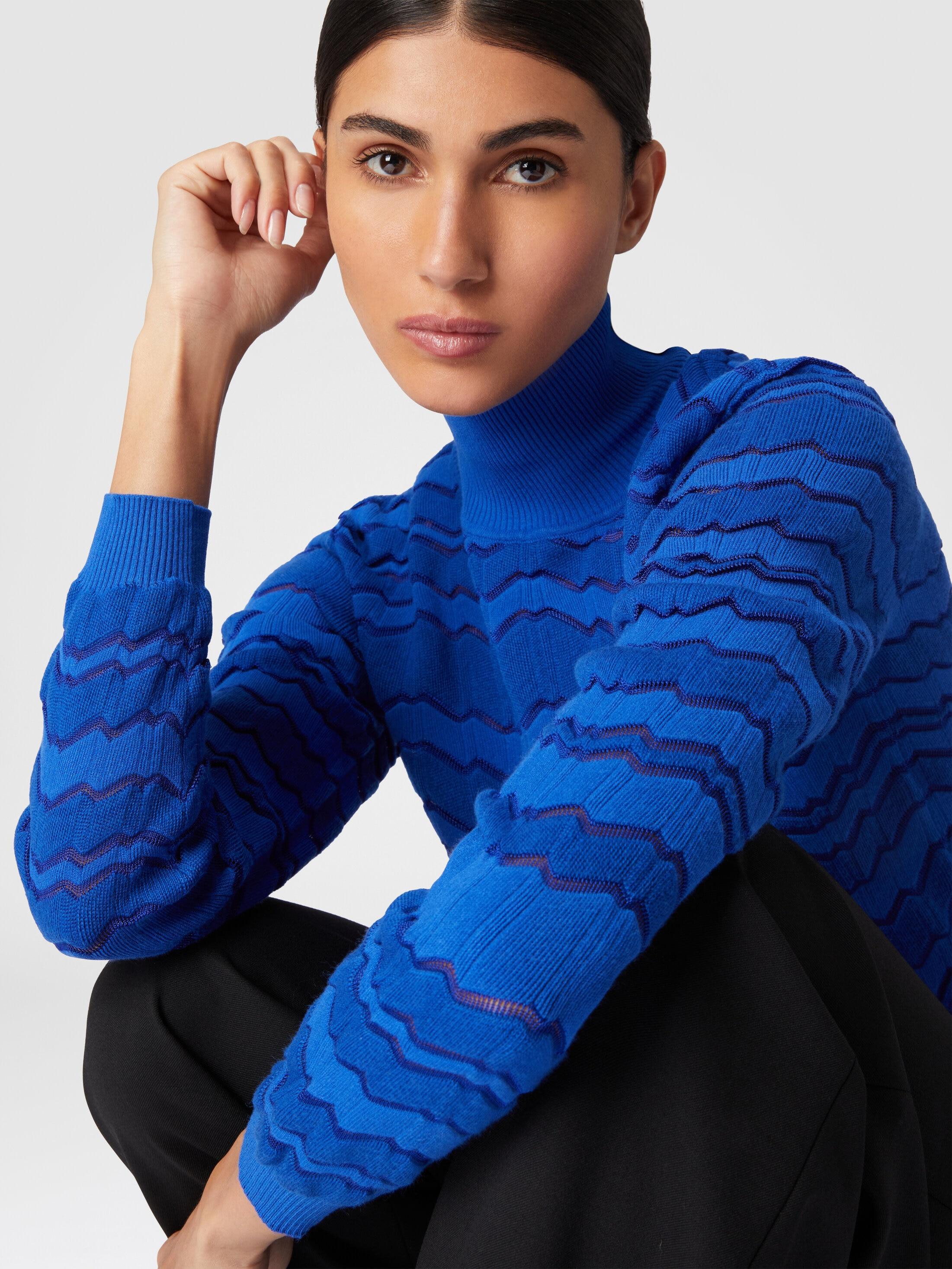 Viscose and wool turtleneck with tone-on-tone zigzag Product Image