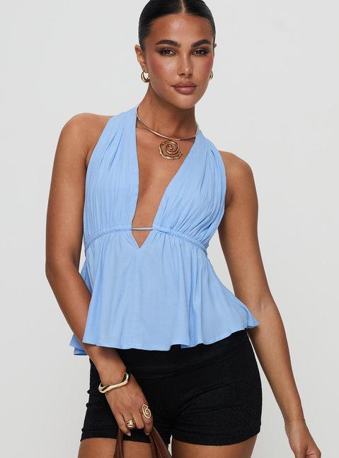Saddler Halter Top Blue Product Image