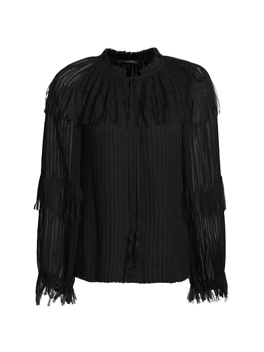 Womens Poppi Fringed Chiffon Blouse Product Image