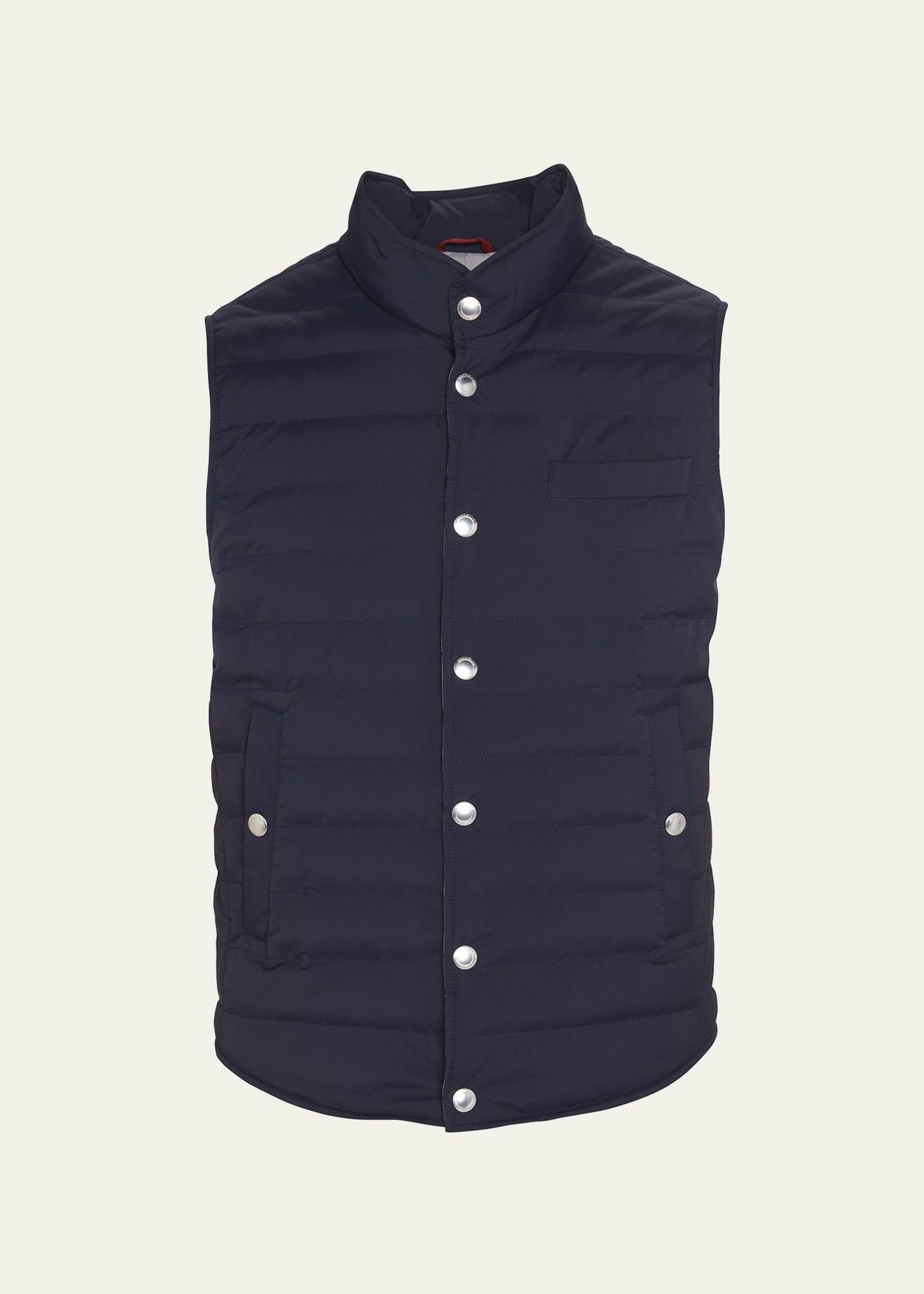 Mens Snap-Front Quilted Down Vest Product Image