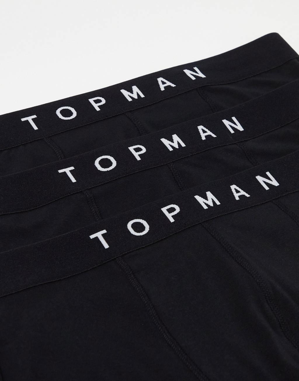 Topman 3 pack briefs in black with black waistbands Product Image