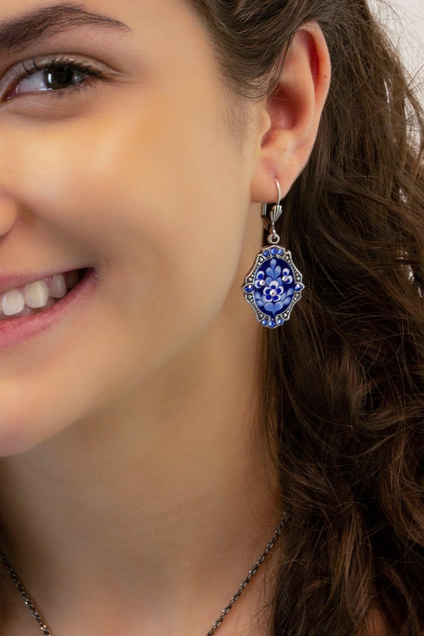 Blue & White Enamel Garden Earrings Product Image