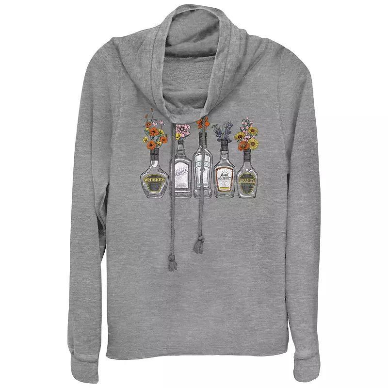 Womens Cool Flower Vases Cowlneck Graphic Lightweight Long Sleeve, Girls Gray Grey Product Image