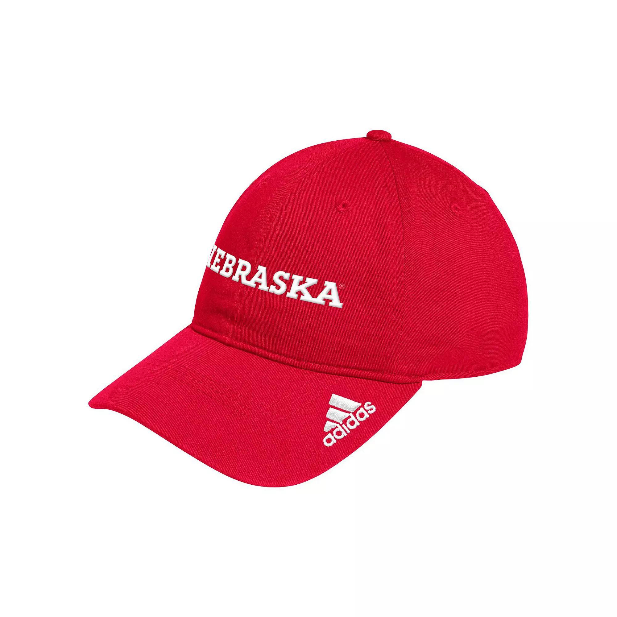 Men's adidas Scarlet Nebraska Huskers Locker Room Wordmark Slouch Adjustable Hat, Red Product Image