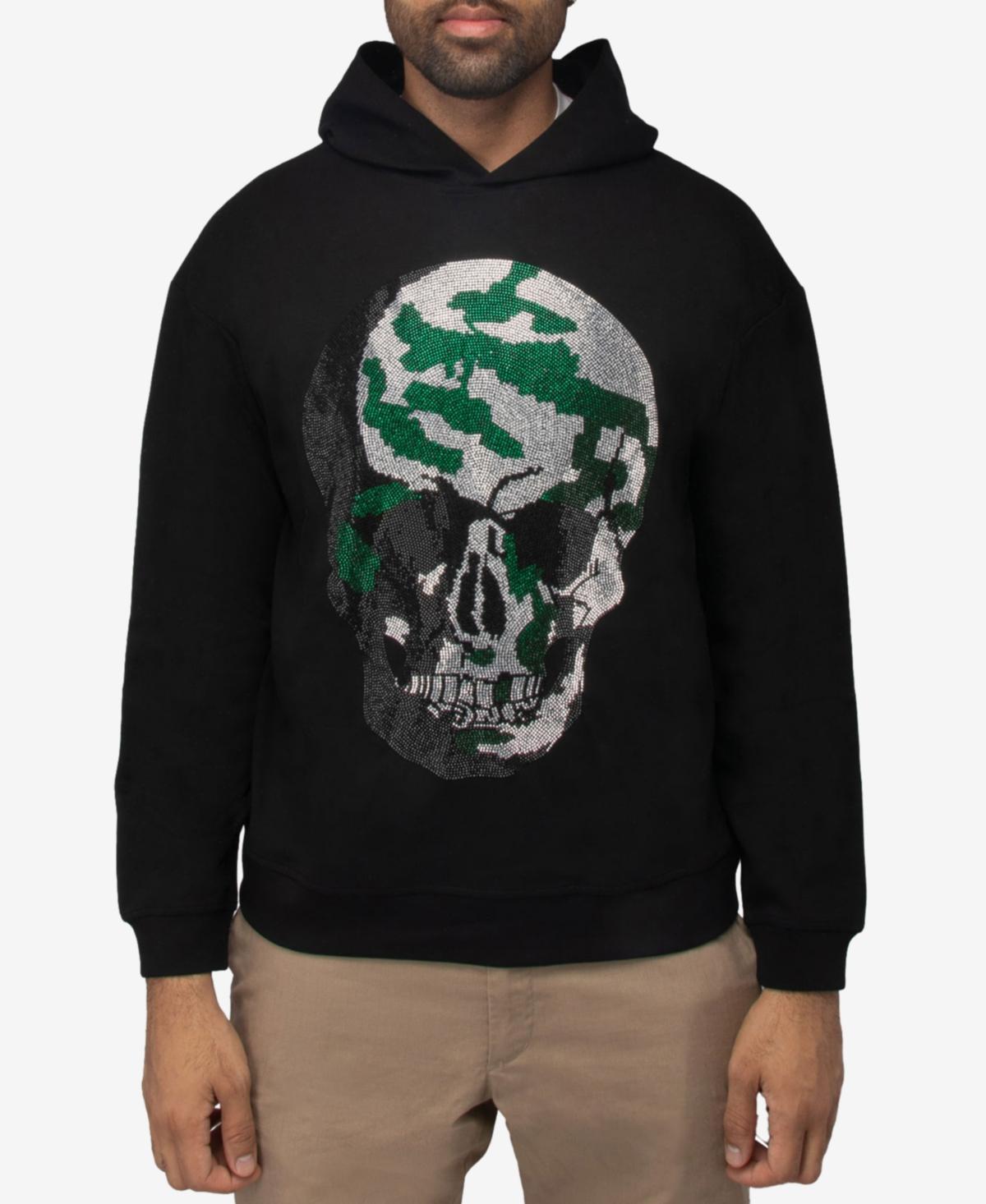 Spring + Mercer Mens Rinestone Embellished Skull Pullover Hoodie Product Image