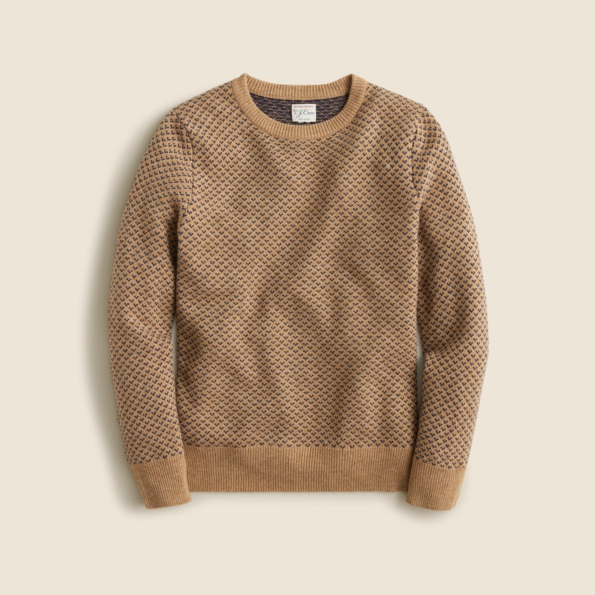 Rugged merino wool-blend bird's-eye sweater Product Image