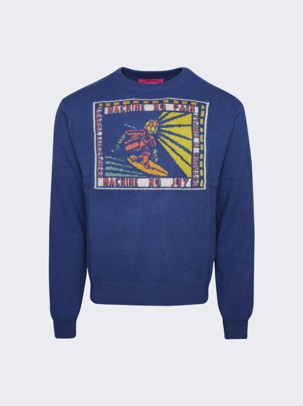 THE ELDER STATESMAN Blue Crewneck Sweatshirt In Blue Jay Product Image