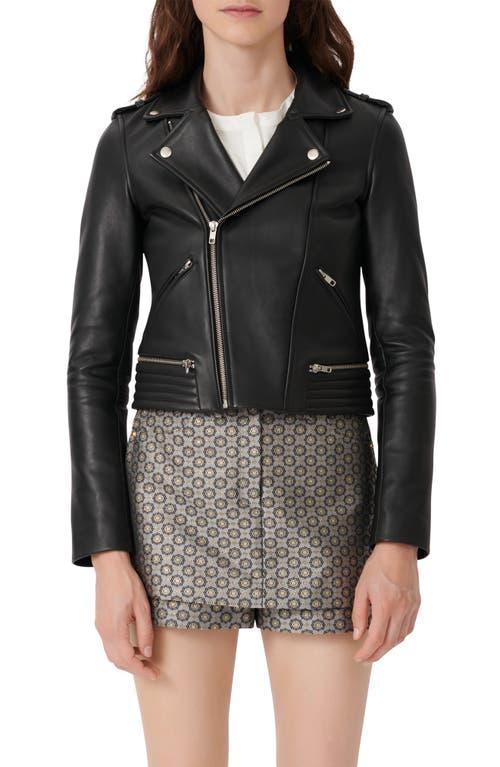 Maje Basalt Leather Moto Jacket Product Image