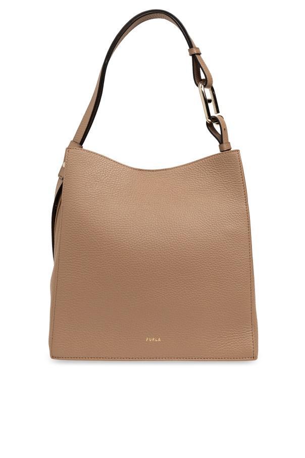 FURLA Nuvola Logo Printed Small Shoulder Bag In Beige Product Image