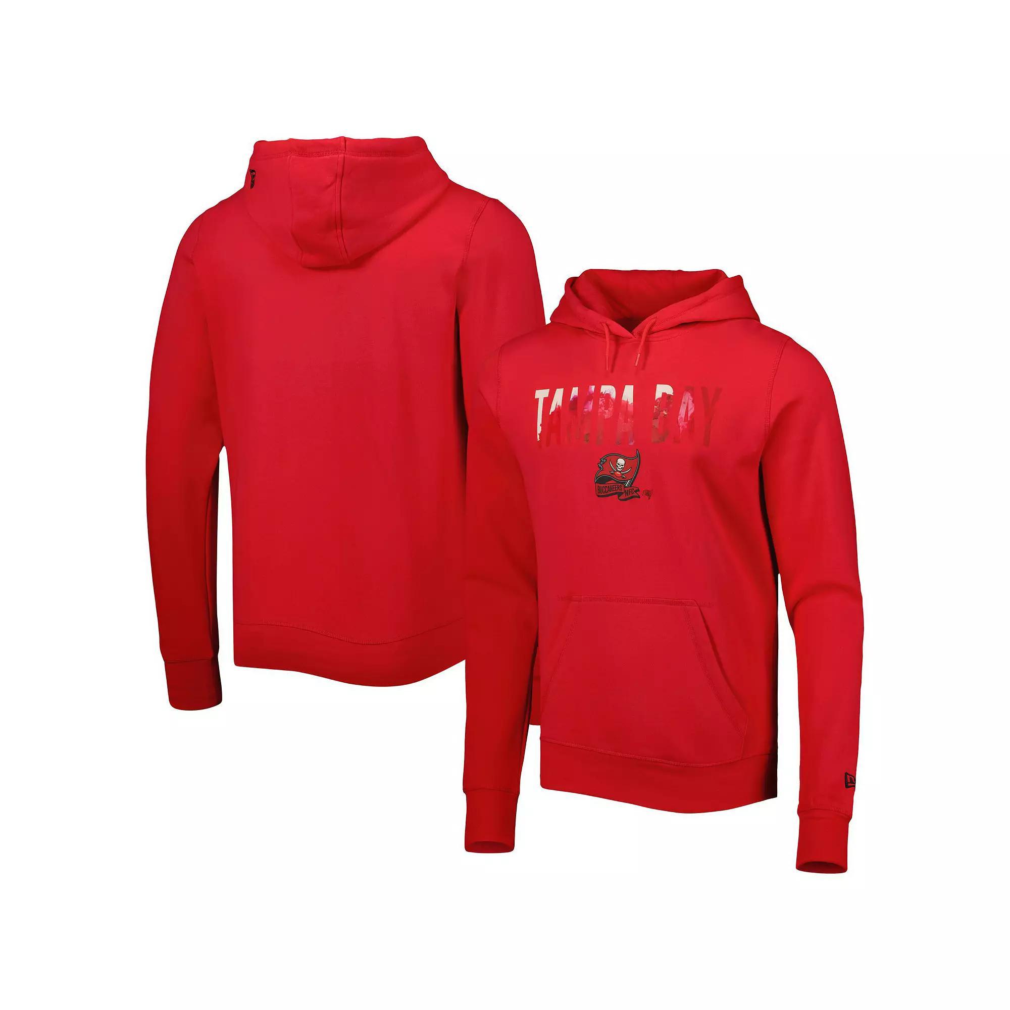 Men's New Era Red Tampa Bay Buccaneers Ink Dye Pullover Hoodie,  Product Image