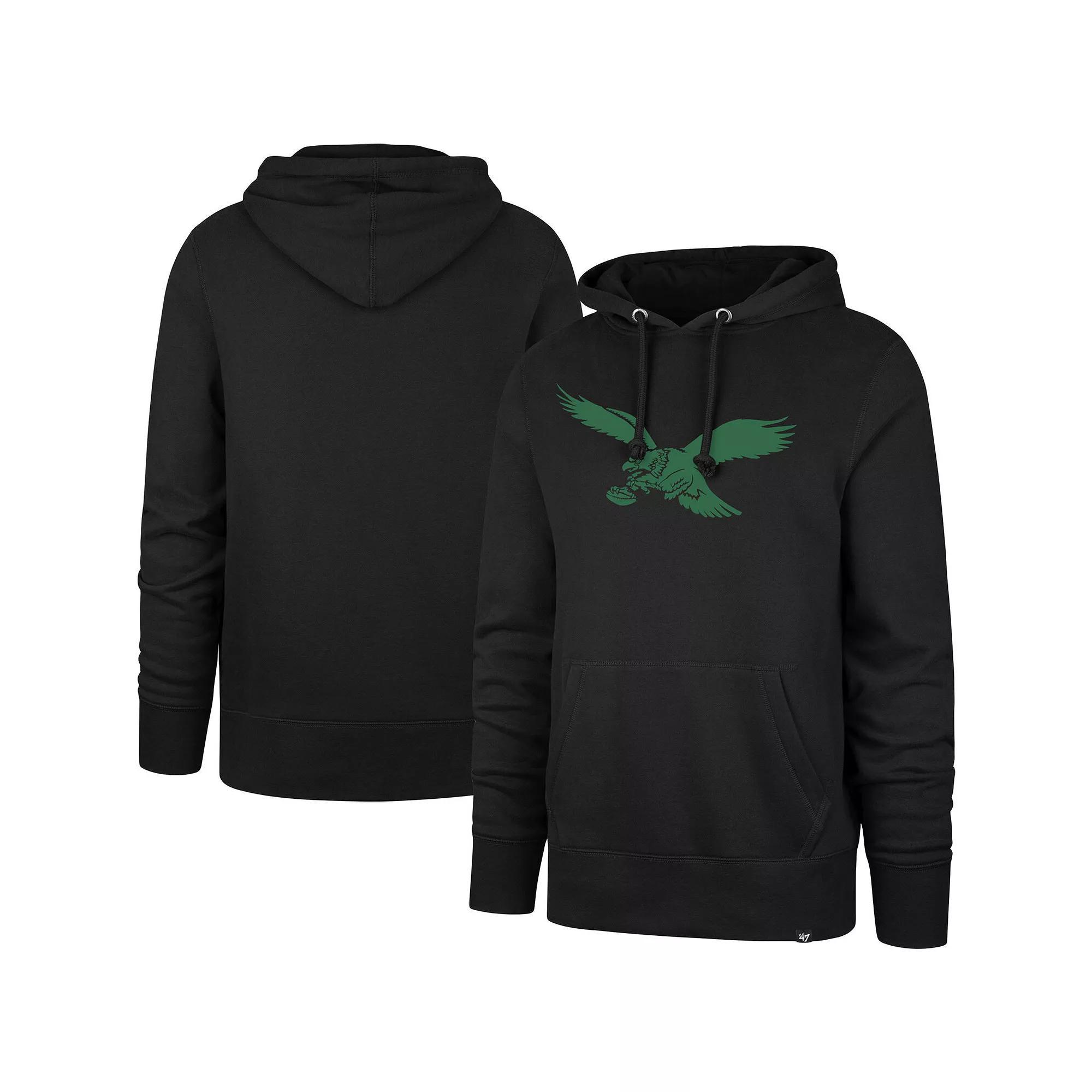 Men's '47 Black Philadelphia Eagles Gridiron Classics Imprint Headline Pullover Hoodie, Size: Medium Product Image