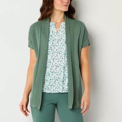 Liz Claiborne Womens Short Sleeve Open Front Cardigan Product Image