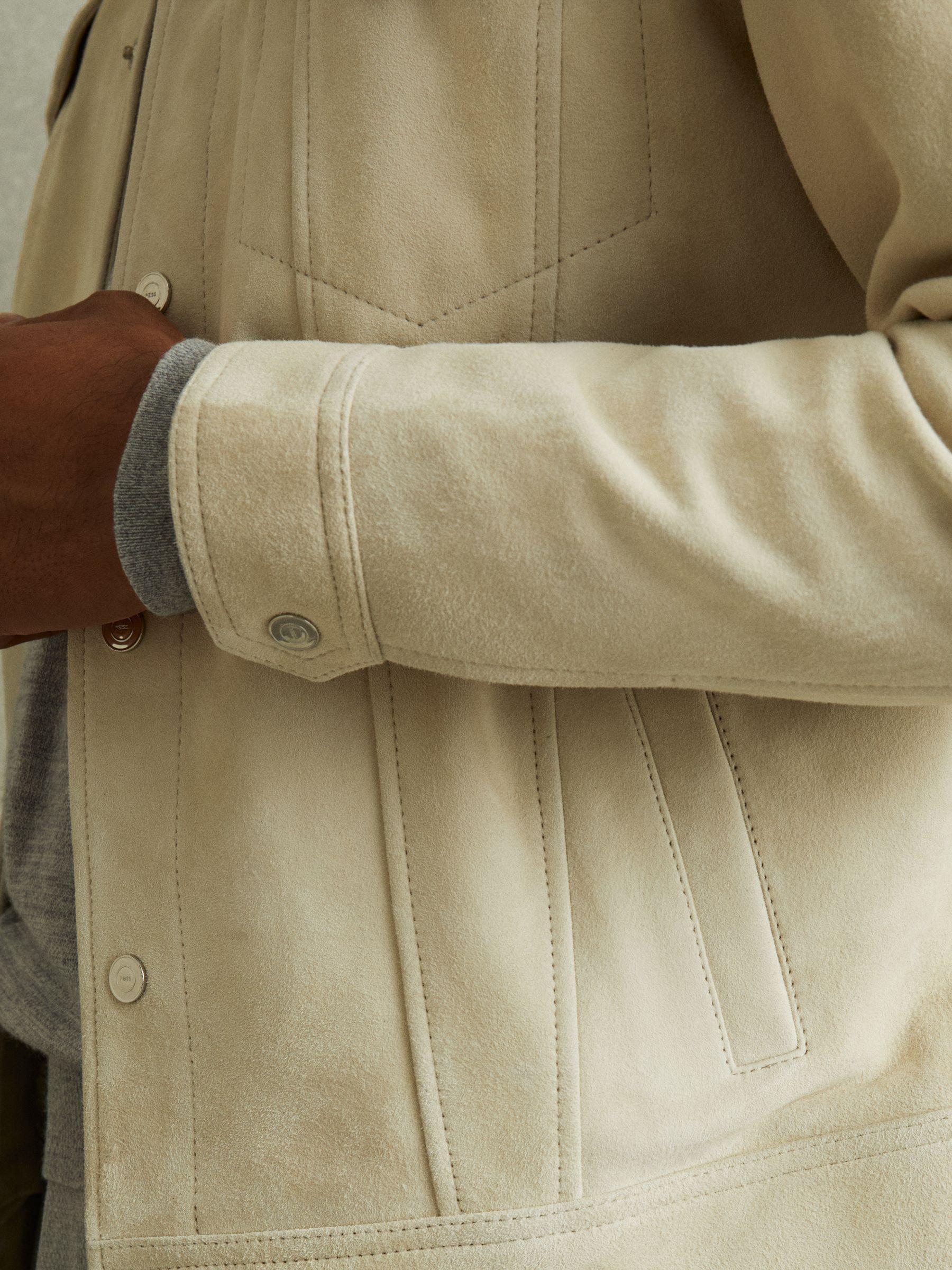 Suede Trucker Jacket in Off White Product Image