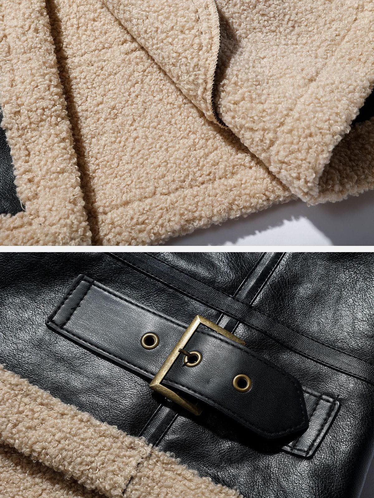 Aelfric Eden Zipper Lapel PU Borg Jacket Product Image