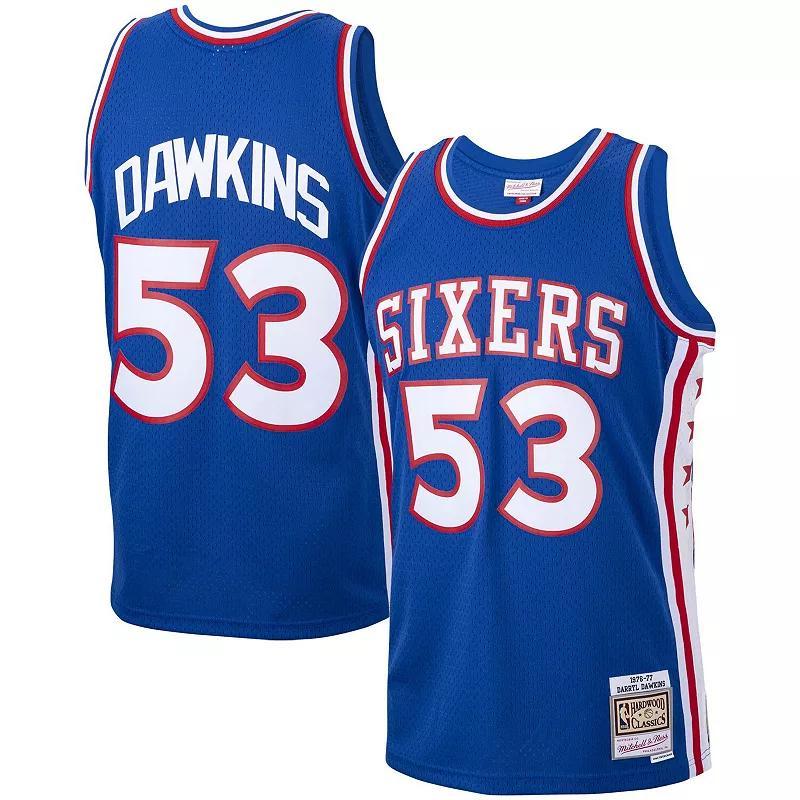 Mens Mitchell & Ness Darryl Dawkins Royal Philadelphia 76ers 1976/77 Hardwood Classics Swingman Jersey Product Image