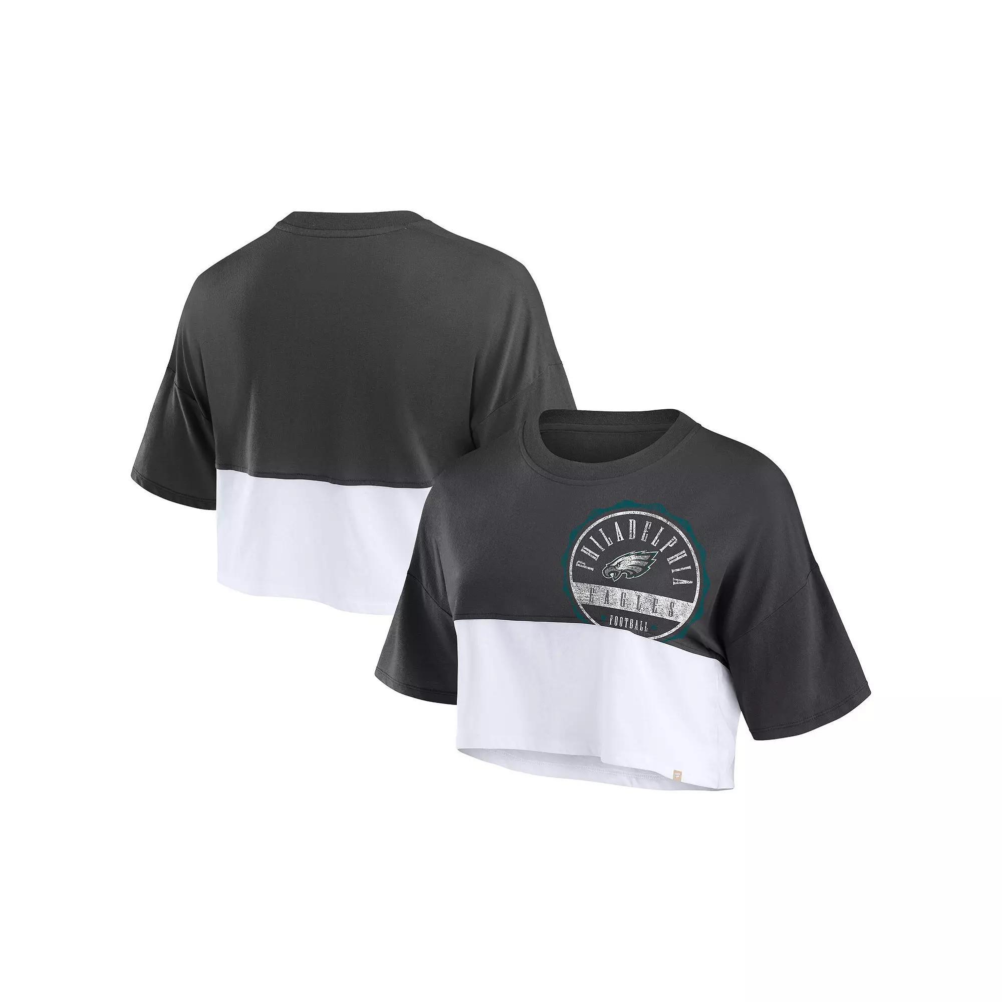 Women's Fanatics Navy/White Dallas Cowboys Boxy Color Split Cropped T-Shirt,  Product Image