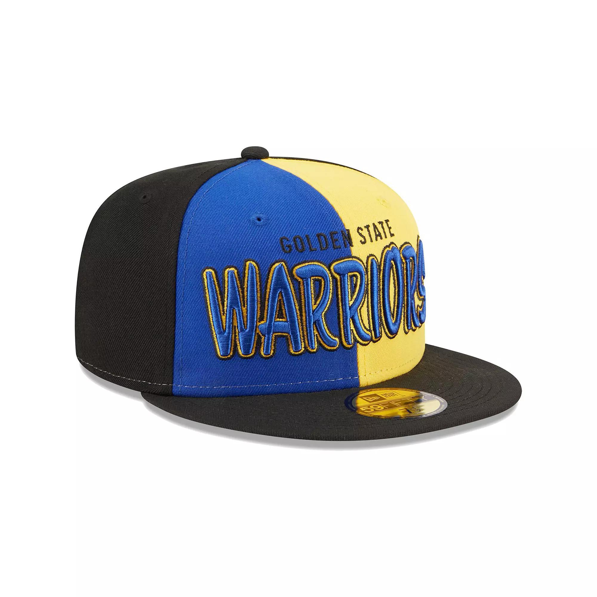 Men's New Era Black/Royal Golden State Warriors Pop Front 59FIFTY Fitted Hat, Size: 7 1/8 Product Image