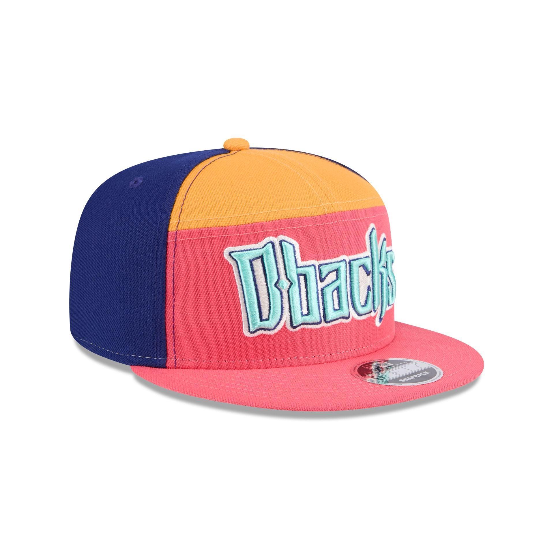 Arizona Diamondbacks Coral 9FIFTY Split Panel Snapback Hat Male Product Image