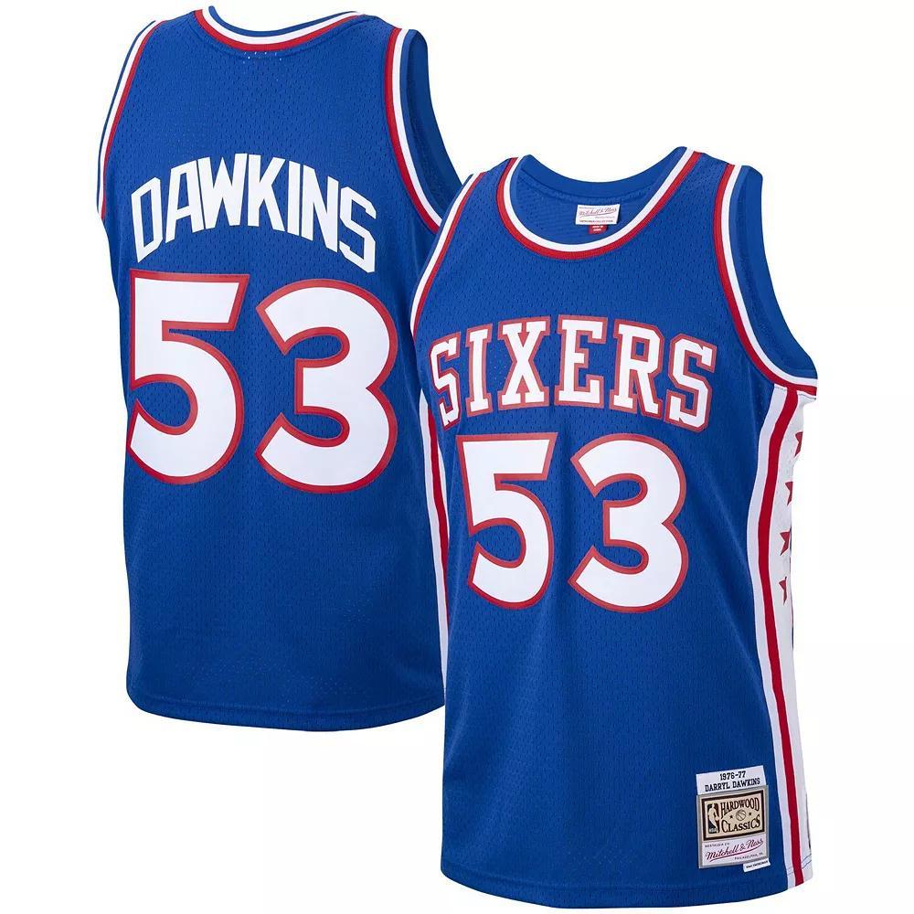 Men's Mitchell & Ness Darryl Dawkins Royal Philadelphia 76ers 1976/77 Hardwood Classics Swingman Jersey, Size: Medium, 76r Blue Product Image