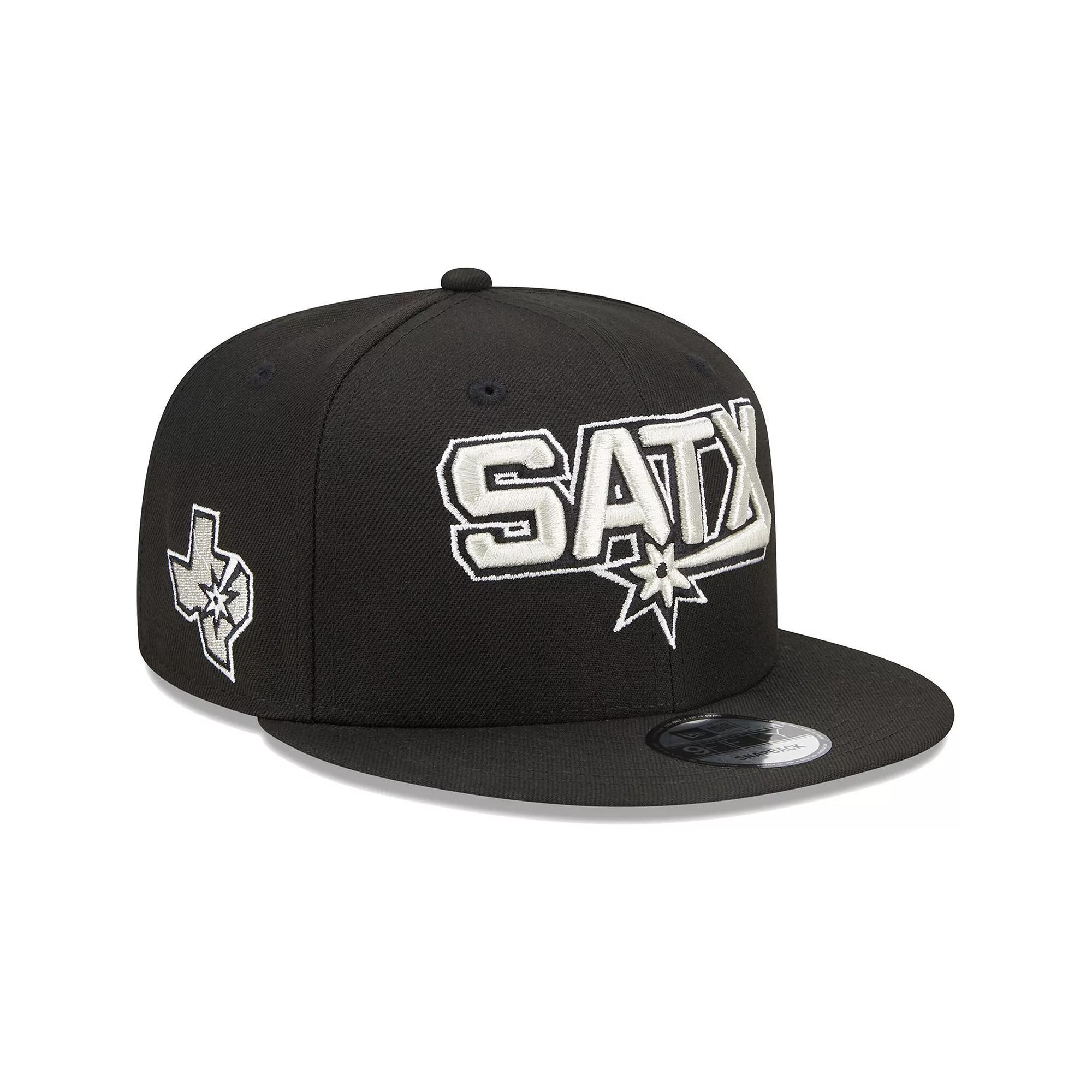 Men's New Era Black San Antonio Spurs Jersey Hook Statement Edition 9FIFTY Snapback Hat Product Image