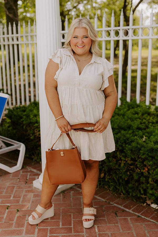 Newsworthy Style Linen-Blend Babydoll Dress In Stone Curves Product Image